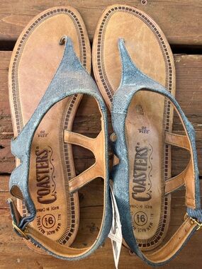 Coasters Women's Denim-Look Thong Sandals in Blue
